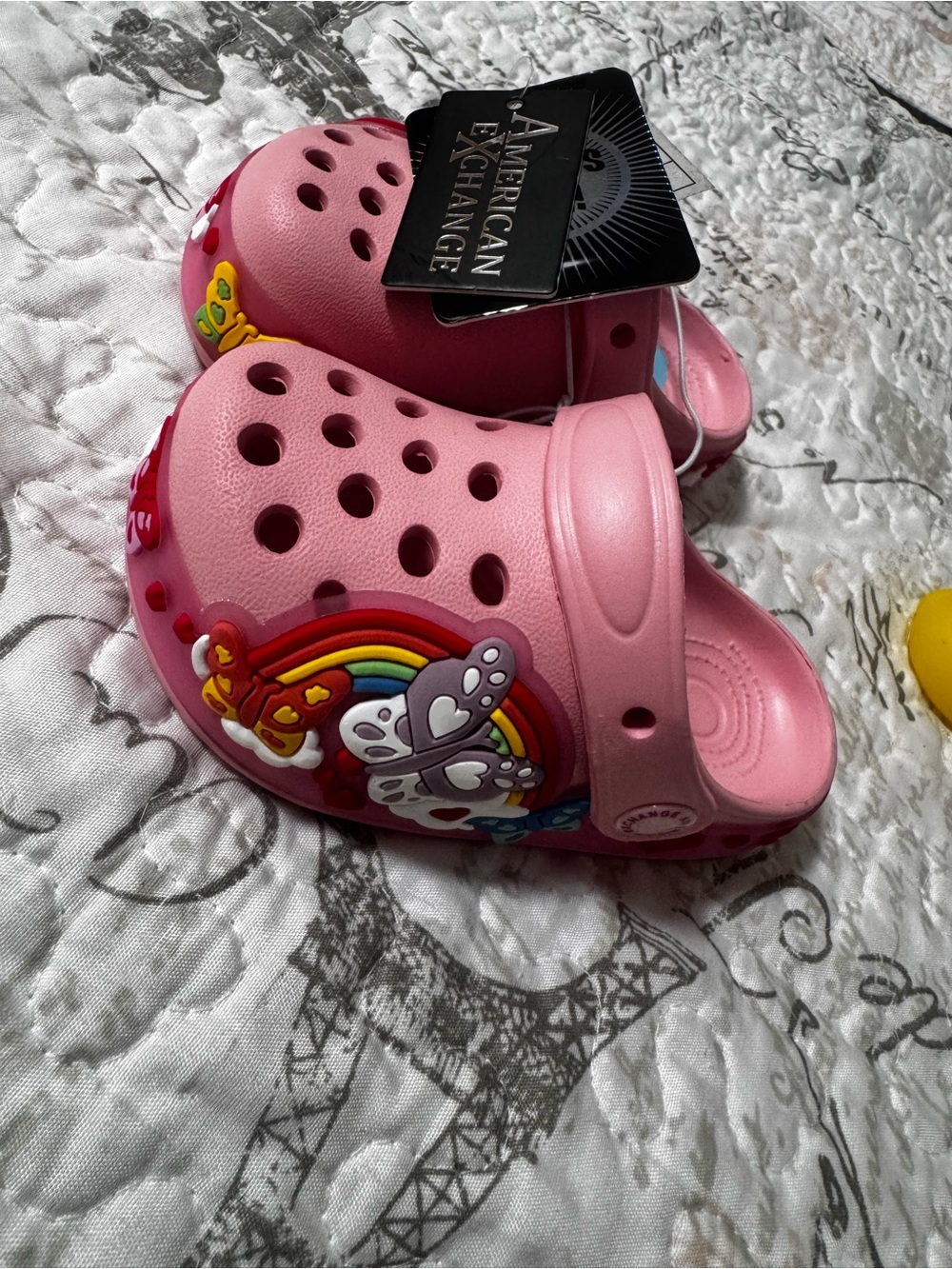 American Exchange Pink Kids' Rainbow & Butterfly Clog Sandals